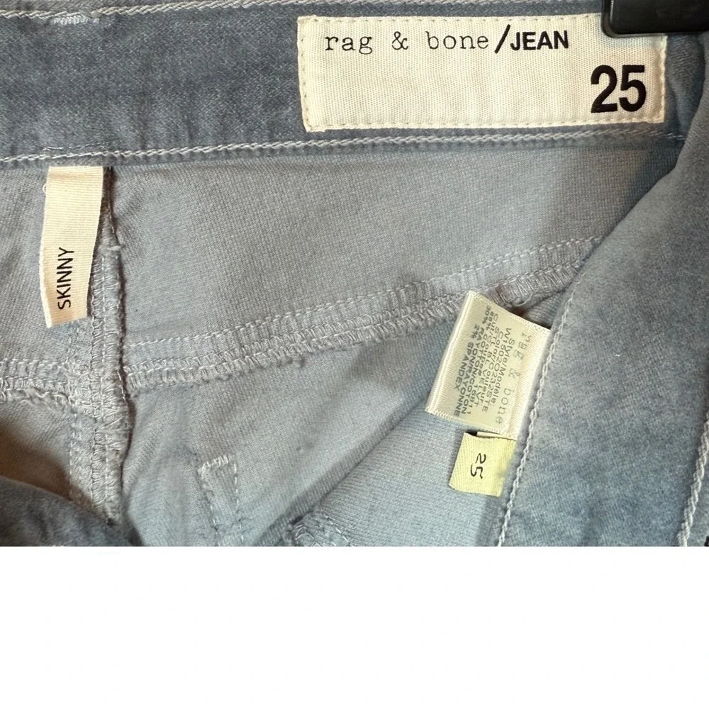 NWT Rag & Bone Skinny Jeans, Steel Blue Velvet, Size 25 - Picture 10 of 11